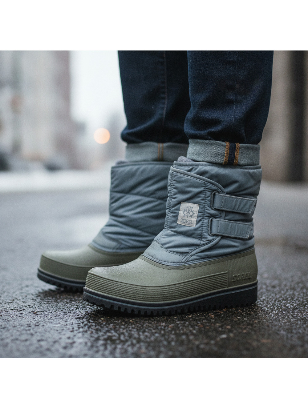Sorel Vintage Kaufman Winter Snow Boots Men's Size 10 Green Gray